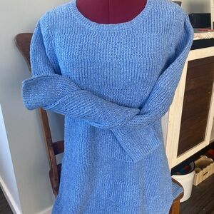 L.L. Bean Women's Sky Blue 100% Cotton Textured Crew Neck Sweater